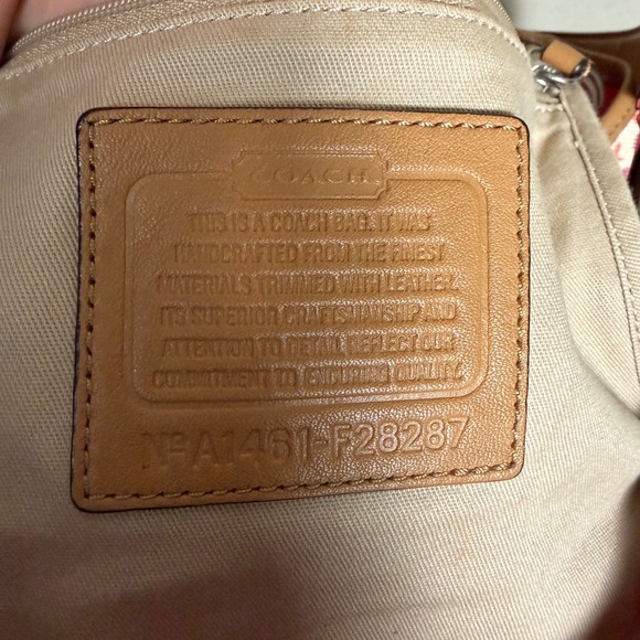 Coach Taylor Floral Canvas Tote Bag Tan Leather Trim F28287 Multi Color - Picture 2 of 6